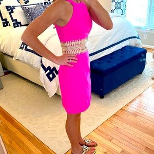 Lilly Pulitzer pink and gold shift dress